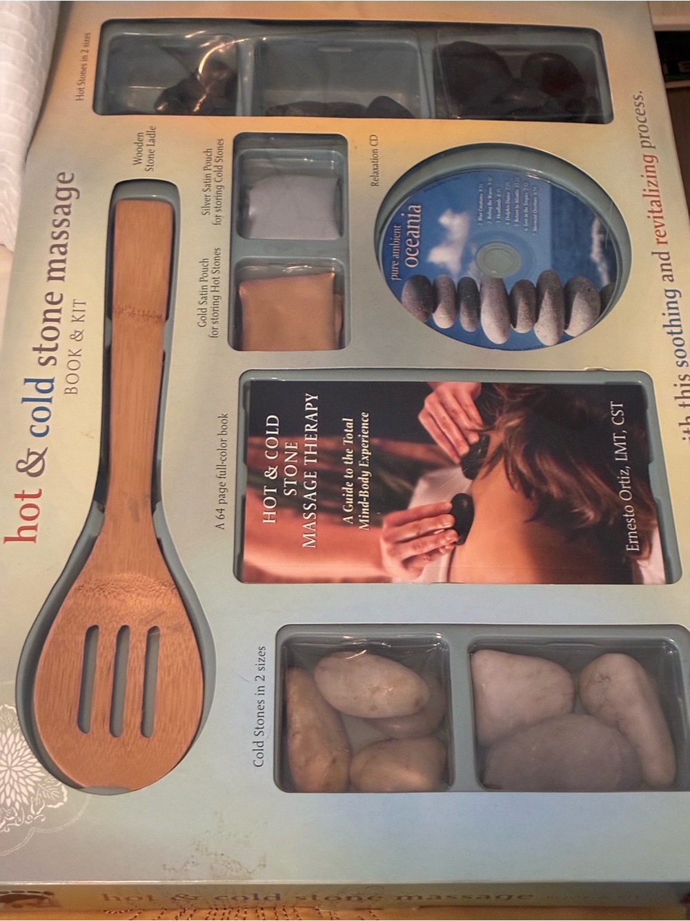 Hot & Cold Stone Massage Kit with Natural Stones - book & cd